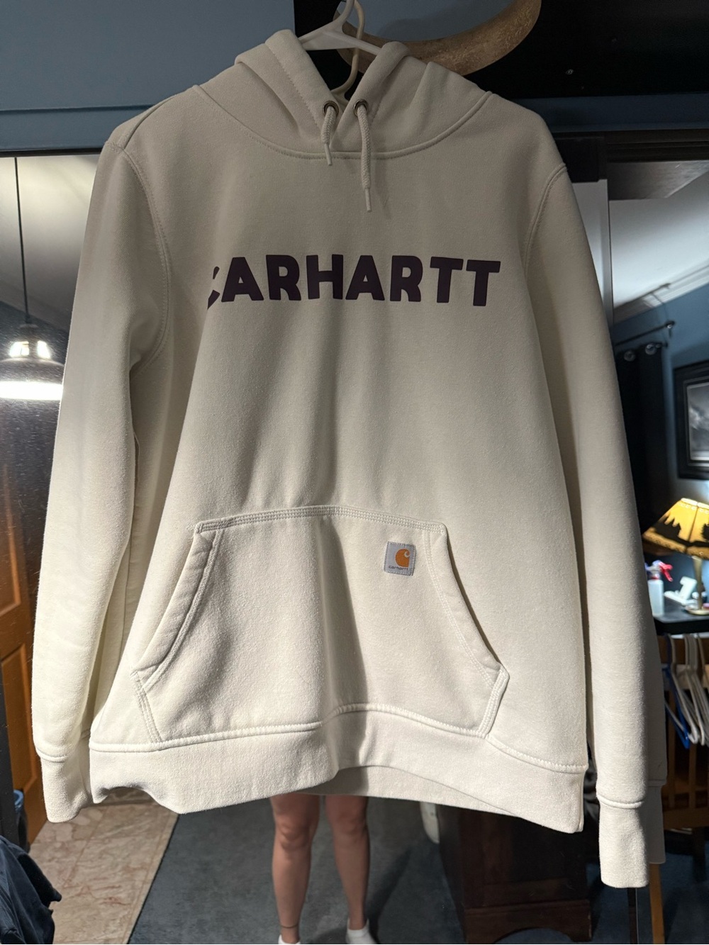Carhartt Cream Hoodie with Bold purple Logo - Women's